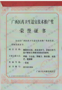 荣誉资质-广西医药卫生适宜技术推广奖