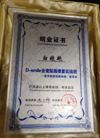 荣誉资质-D-smile全瓷贴面修复认证