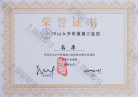 荣誉资质-中山大学附属第三医院荣誉证书 